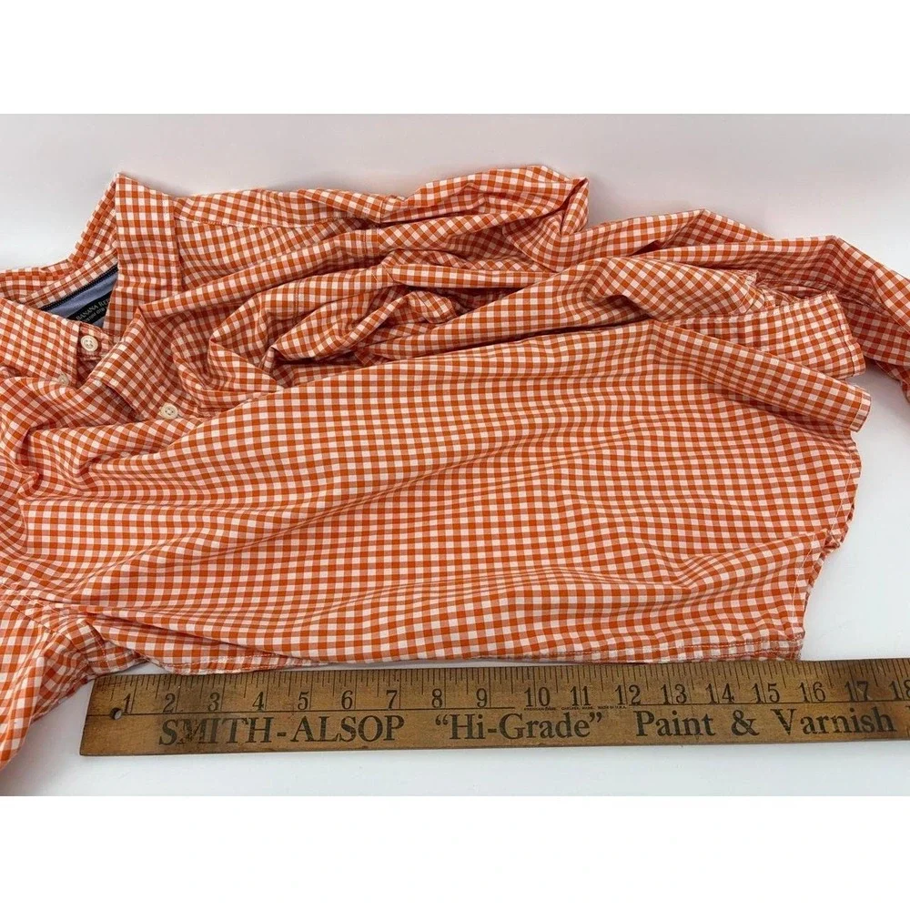 Banana Republic Orange Gingham Cotton Long Sleeve Button-Up Shirt, Men's Size XL